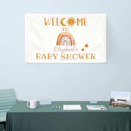 Sunshine, Moon, Rainbow en Stars Welkomstbanner Spandoek (Beurs)