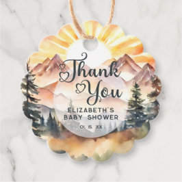 Sunshine Natuur Mountains Baby shower Dank u Bedankjes Labels