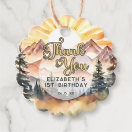 Sunshine Natuur Mountains Verjaardagsfeest Dank u Bedankjes Labels