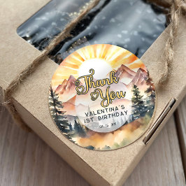 Sunshine Natuur Mountains Verjaardagsfeest Dank u Ronde Sticker