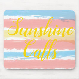 Sunshine noemt roze blauw geel strepen Waterverf Muismat