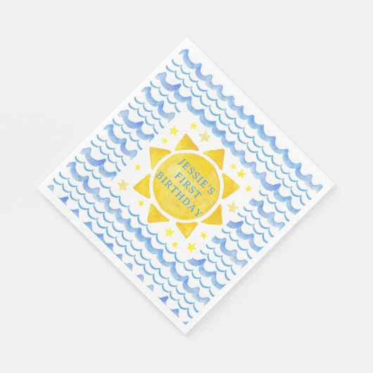 Sunshine Ocean & Stars Verjaardag servetten - 1e r (Hoek)