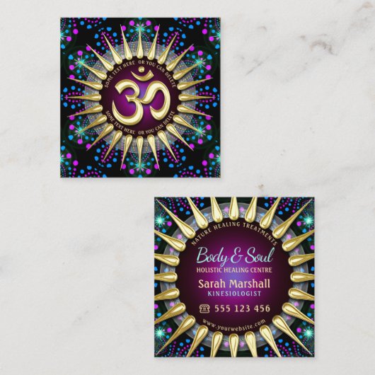 Sunshine OM Energy Magical Light Geometry Square Vierkante Visitekaartje (Voorkant / Achterkant)