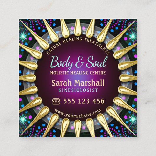 Sunshine OM Energy Magical Light Geometry Square Vierkante Visitekaartje (Achterkant)