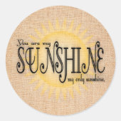 Sunshine on Burlap Ronde Sticker (Voorkant)