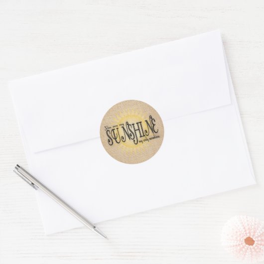 Sunshine on Burlap Ronde Sticker (Envelop)