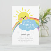 Sunshine op weg Baby shower uitnodiging (Staand voorkant)