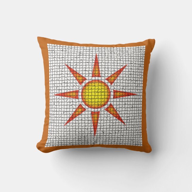 Sunshine Oranje Yellow Sun Mosaic Southwest Kussen (Voorkant)
