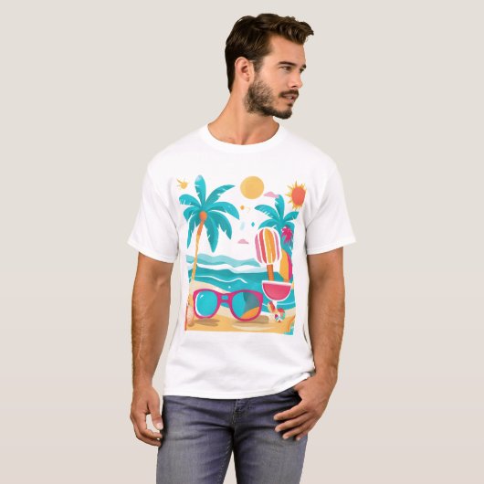 Sunshine & Palm Trees – Summer Aesthetic Design fo T-shirt (Voorkant volledig)