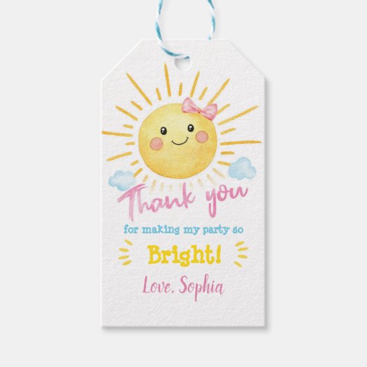 Sunshine Party Favor Label Gift Birthday Baby show Cadeaulabel (Voorkant)
