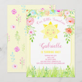 Sunshine Party Invitation, onze kleine zonneschijn Kaart (Voorkant / Achterkant)