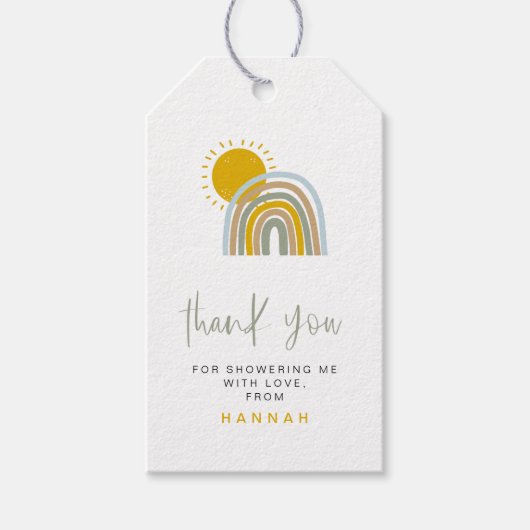 Sunshine Pastel Regenboog Baby shower Favor Cadeaulabel (Voorkant)