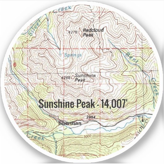 Sunshine Peak Colorado Fourteener Sticker (Voorkant)