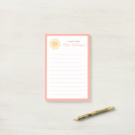 Sunshine Personalized Teacher Appreciation Gift Post-it® Notes (Op bureau)