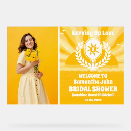 Sunshine Pickleball Vrijgezellenfeest Foto Welkom Acryl Bord (Voorkant)