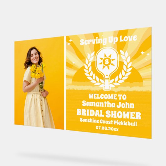 Sunshine Pickleball Vrijgezellenfeest Foto Welkom Acryl Bord (Hoek)