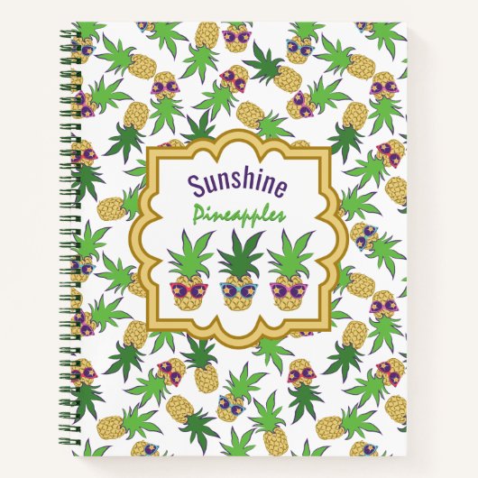 Sunshine Pineappels Graphic Pattern Notitieboek (Voorkant)