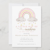 Sunshine Pink Boho Rainbow Girl Baby shower Kaart (Voorkant)