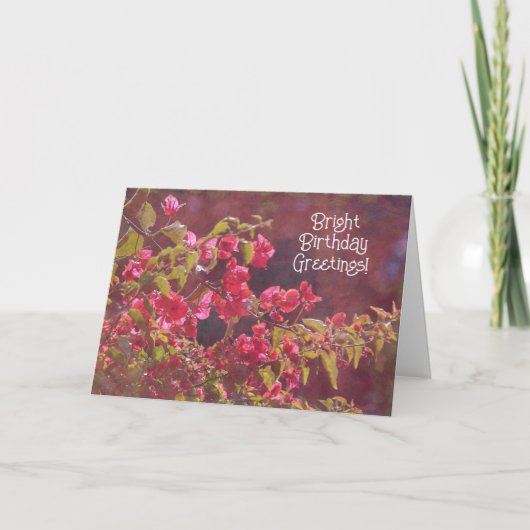 Sunshine Pink Flowers Birthday Art Card Kaart (Voorkant)