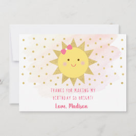 Sunshine Pink & Gold Birthday Hartelijk dank Bedankkaart