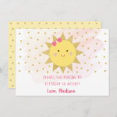 Sunshine Pink & Gold Birthday Hartelijk dank Bedankkaart (Voorkant / Achterkant)