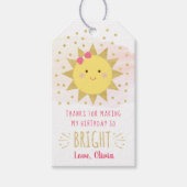Sunshine Pink & Gold First Birthday Hartelijk dank Cadeaulabel (Voorkant)