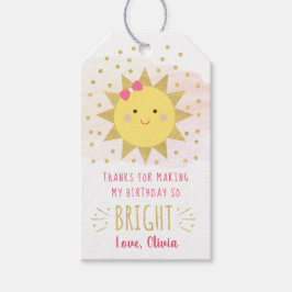 Sunshine Pink & Gold First Birthday Hartelijk dank Cadeaulabel