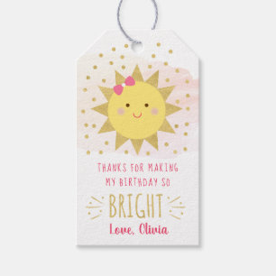 Sunshine Pink & Gold First Birthday Hartelijk dank Cadeaulabel