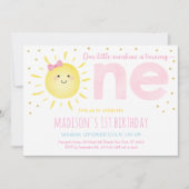 Sunshine Pink Gold First Birthday Kaart (Voorkant)