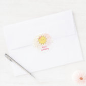 Sunshine Pink & Gold First Birthday Ronde Sticker (Envelop)