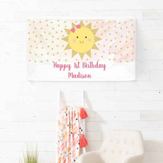 Sunshine Pink & Gold First Birthday Spandoek (Insitu)