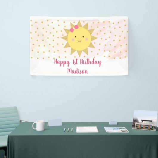 Sunshine Pink & Gold First Birthday Spandoek (Beurs)