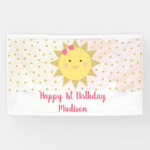 Sunshine Pink & Gold First Birthday Spandoek (Horizontaal)