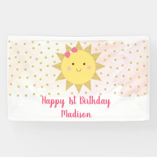 Sunshine Pink & Gold First Birthday Spandoek