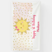 Sunshine Pink & Gold First Birthday Spandoek (Verticaal)