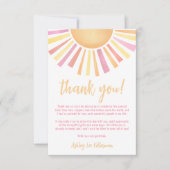 Sunshine Pink Sun Baby shower Bedankkaart (Voorkant)