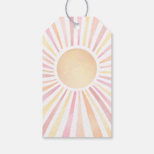 Sunshine Pink Sun Baby shower Cadeaulabel (Achterkant)