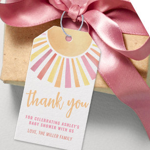 Sunshine Pink Sun Baby shower Cadeaulabel