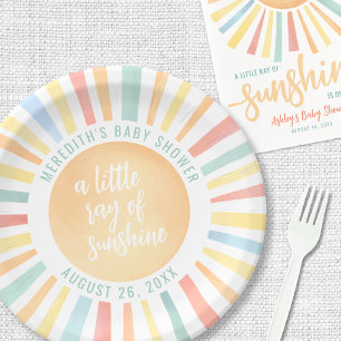 Sunshine Pink Sun Baby shower Papieren Bordje