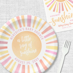 Sunshine Pink Sun Baby shower Papieren Bordje
