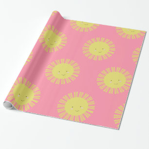 Sunshine Pink Sun Wrapping Paper Cadeaupapier