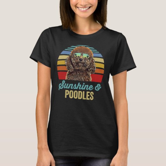 Sunshine Poodles Dog Retro Sunset T-shirt (Voorkant)