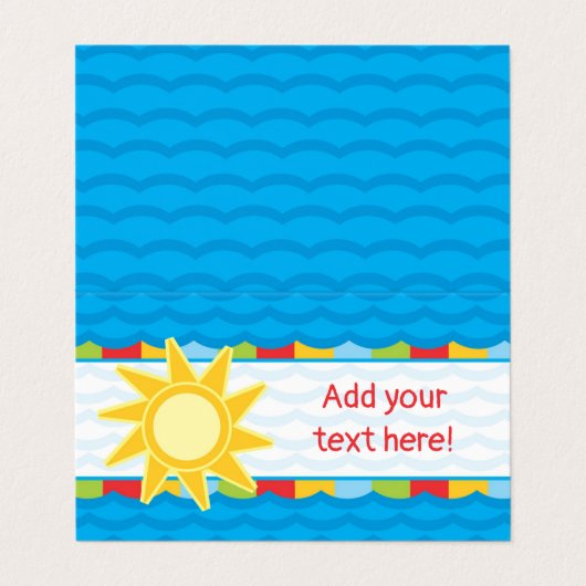 Sunshine Pool Party Voedsel Tafel Tent Kaart Visitekaartje (Buitenkant ongevouwen)