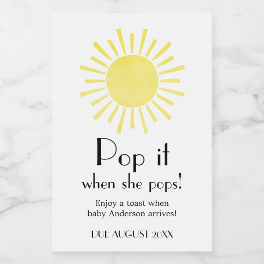 Sunshine Pop het als ze Pop Wine Lab Wijn Etiket (Enkel label)