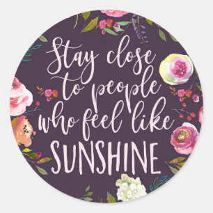Sunshine Quote, Motivatie Inspirerend Boho Ronde Sticker