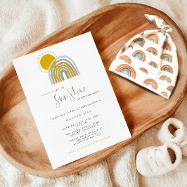 Sunshine Rainbow Baby shower Invitation Kaart