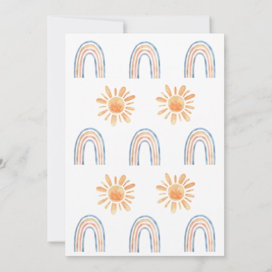 Sunshine Rainbow Boho 1e Verjaardag uitnodiging (Achterkant)