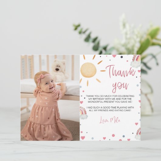 Sunshine Rainbow Dank u kaart Boho Verjaardag (Staand voorkant)