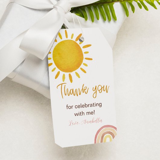 Sunshine Rainbow Dank u Label Verjaardagsfeest Cadeaulabel