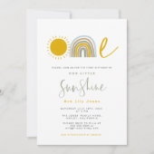 Sunshine Rainbow First Birthday Invitation Kaart (Voorkant)